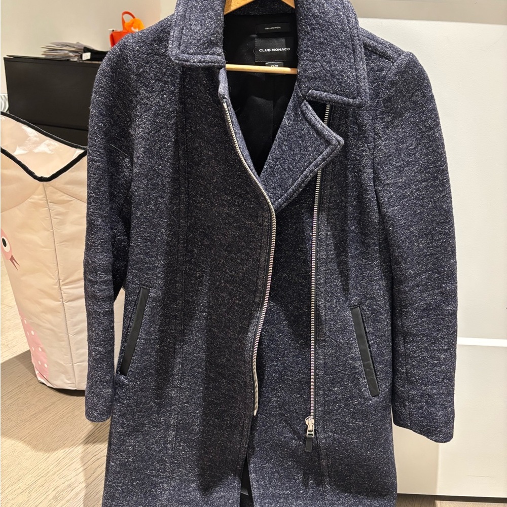 Club Monaco Women's Navy Wool Blend Coat XS